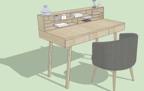 Modern Writing Desk with Hutch