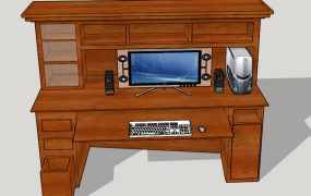Wood Computer Desk with Hutch