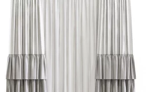 Tiered Ruffle Colorblock Curtain Set