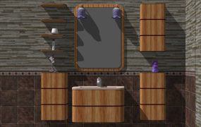 Country Bathroom Vanity with Wall Cabinets