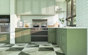 Olive Green And White Kitchen Idea