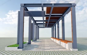 Pergola Walkway With Bench