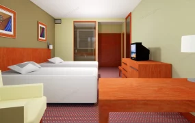 Twin Bed Motel Room