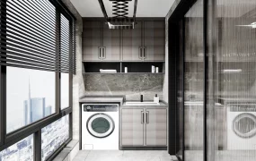 Apartment Enclosed Balcony Laundry Station