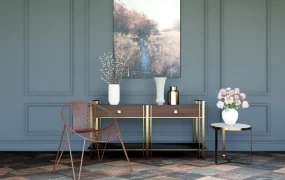 Wood And Brass Console Table