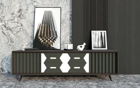 Black And White Tv Stand Accent Wall