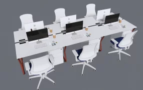 Modular 6 Person Office Workstation Cluster
